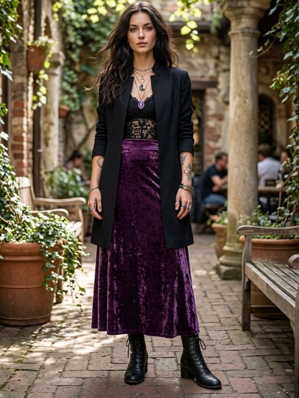 Vintage Whimsigoth Mandarin Collar Draped Long Topper Coat
